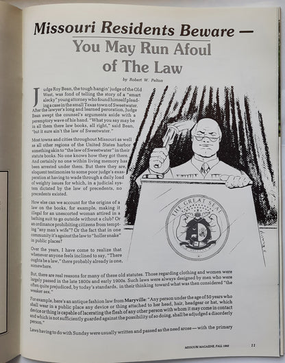 Missouri Magazine Fall 1992 edited by Tony Nolan Adrignola (Very good, 1992, Pbk, 48 pages, ADmore Publishing)