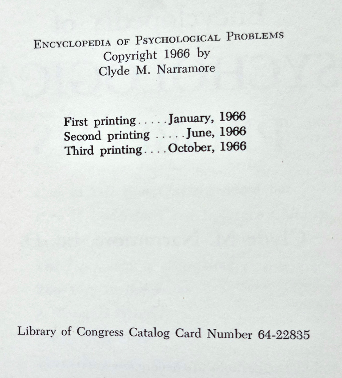 Encyclopedia of Psychological Problems by Clyde M. Narramore (Acceptable, 1966, HC, 285 pgs, Zondervan)