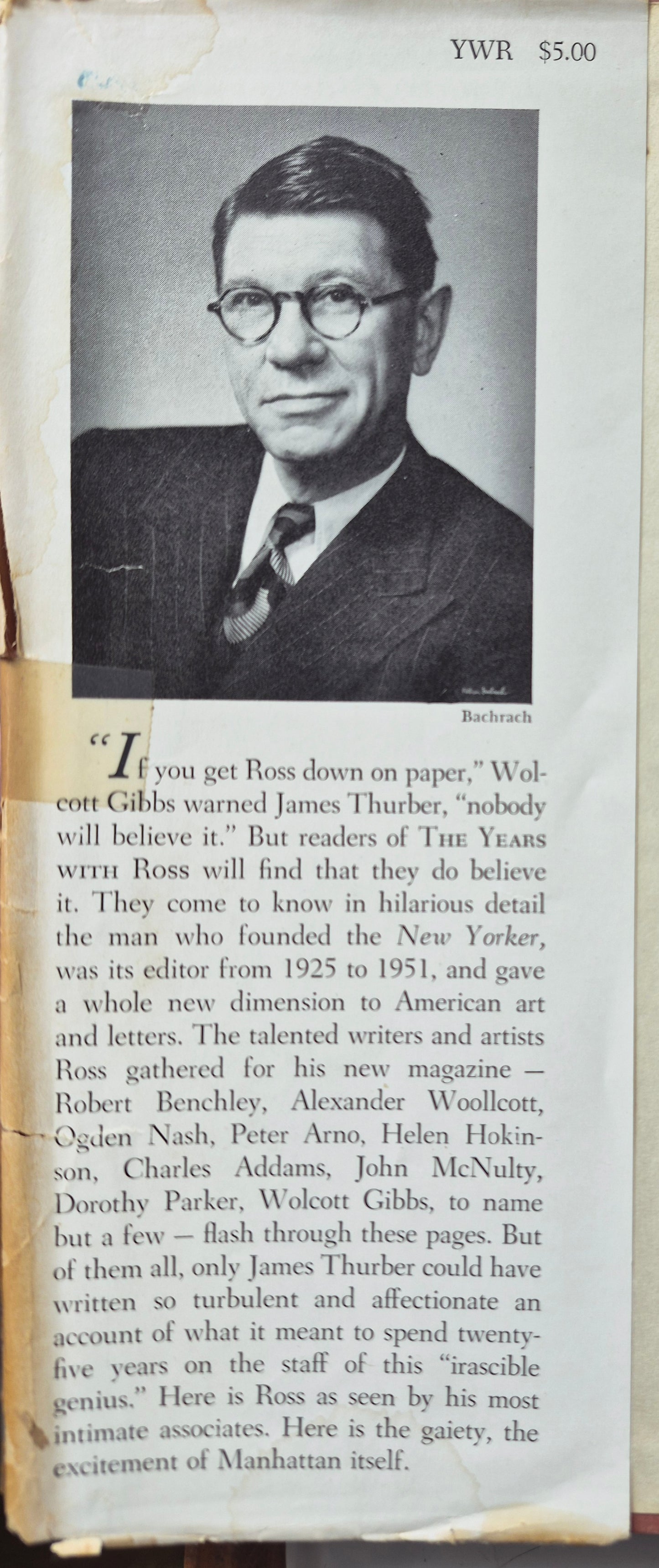 The Years with Ross by James Thurber (Good, 1959, HC, 310 pgs, Little Brown & Co.)