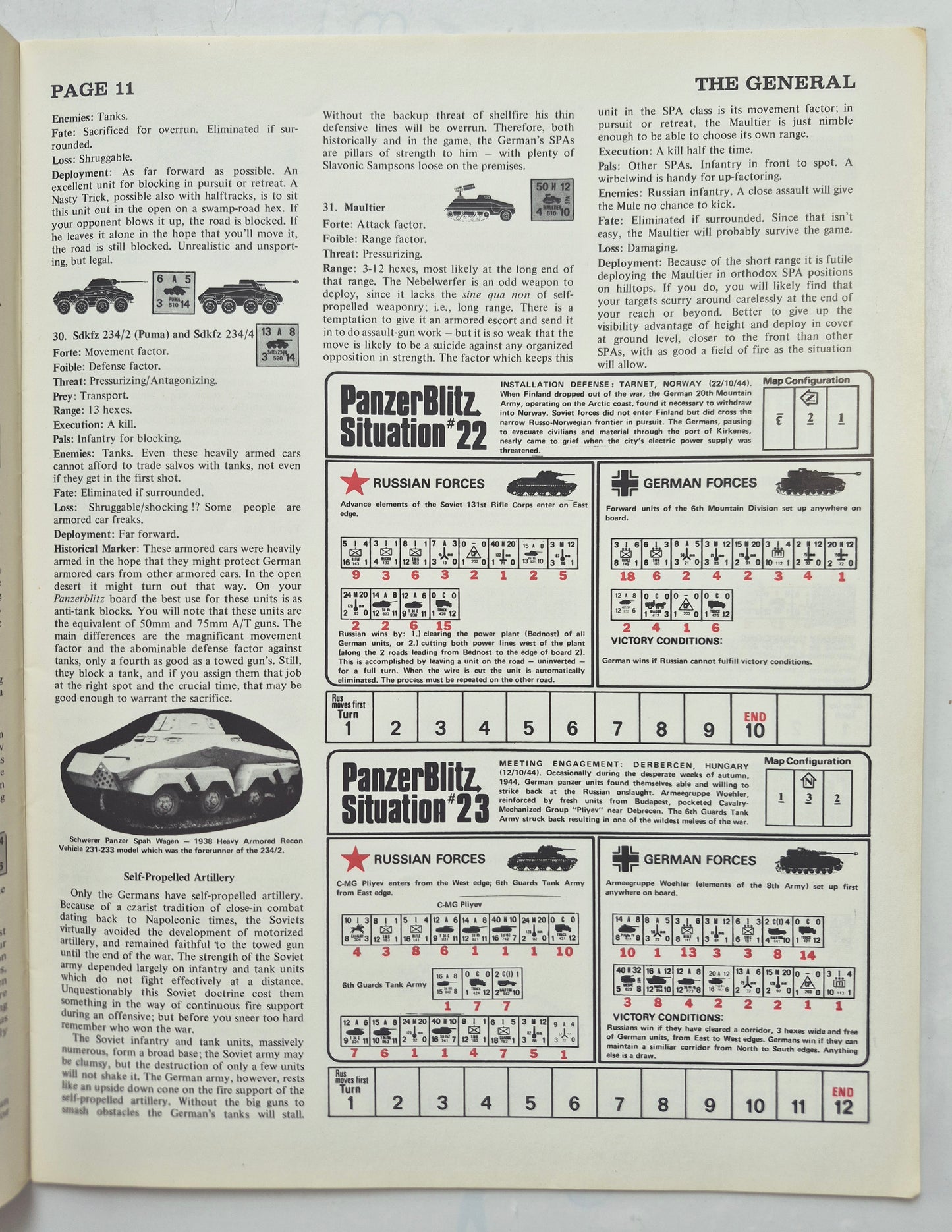 The Avalon Hill General Nov-Dec 1974 Vol. 11, No. 4 The Pieces of Panzerblitz