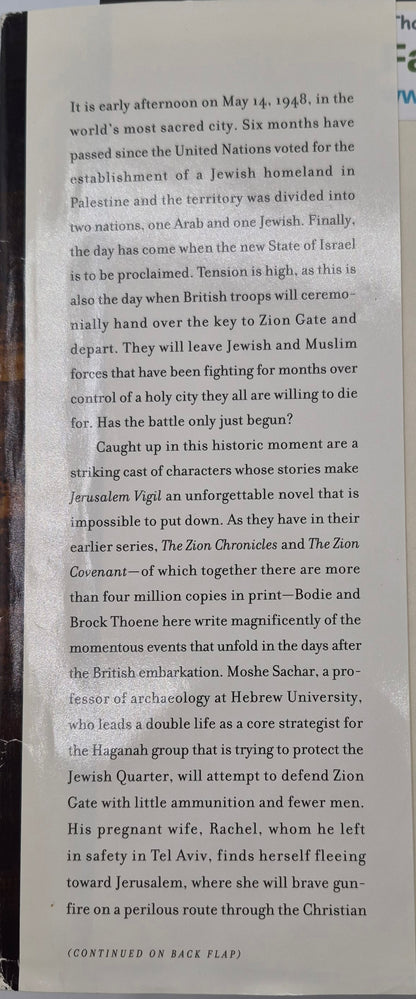 Jerusalem Vigil #1 por Bodie y Brock Thoene (The Zion Legacy, Muy bueno, 2000, Tapa dura, 322 páginas, Viking)