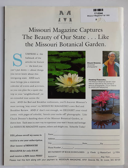 Missouri Magazine Fall 1992 edited by Tony Nolan Adrignola (Very good, 1992, Pbk, 48 pages, ADmore Publishing)