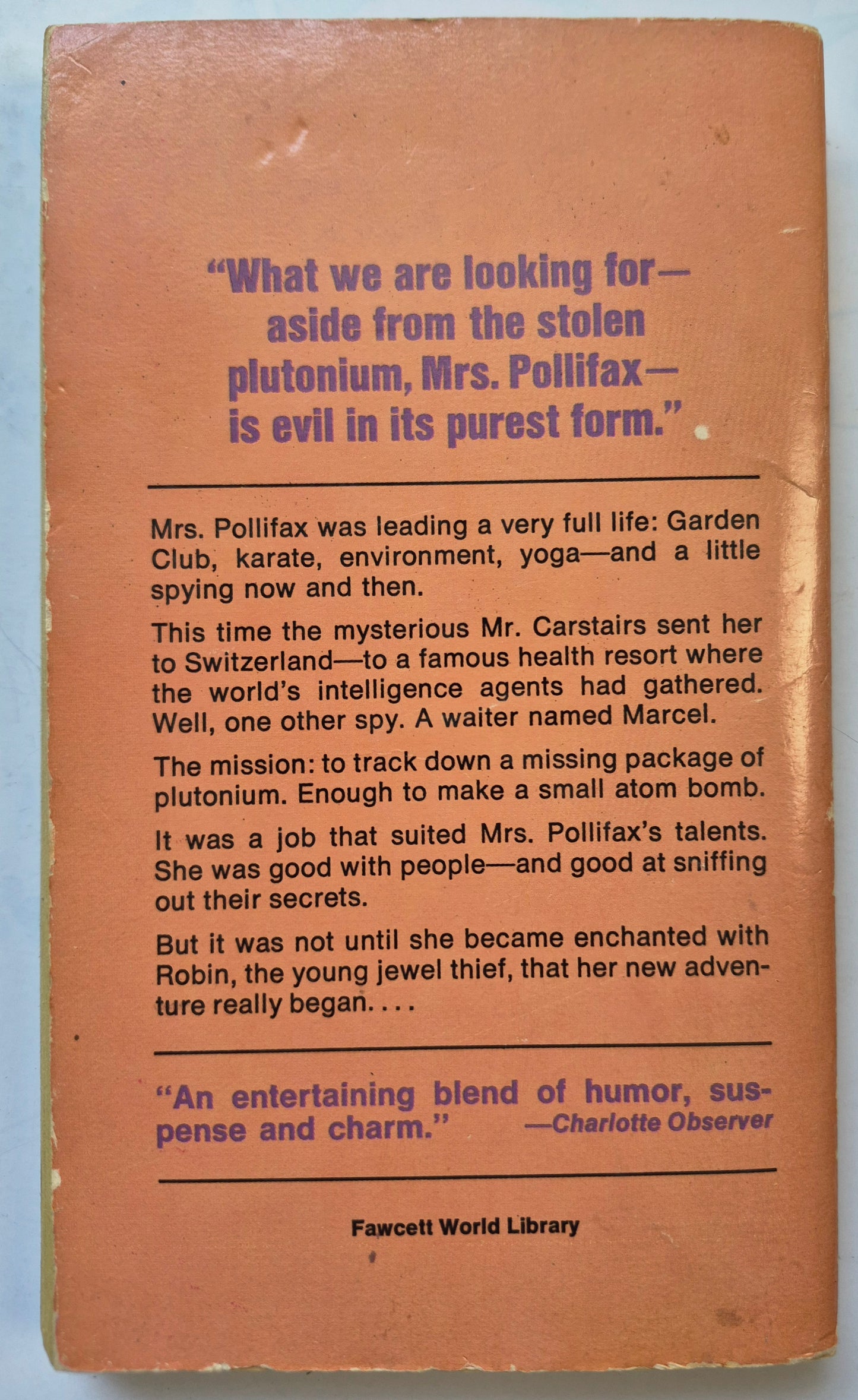 A Palm for Mrs. Pollifax #4 by Dorothy Gilman -Good, 1973, Pbk, 191 pgs, Fawcett Crest