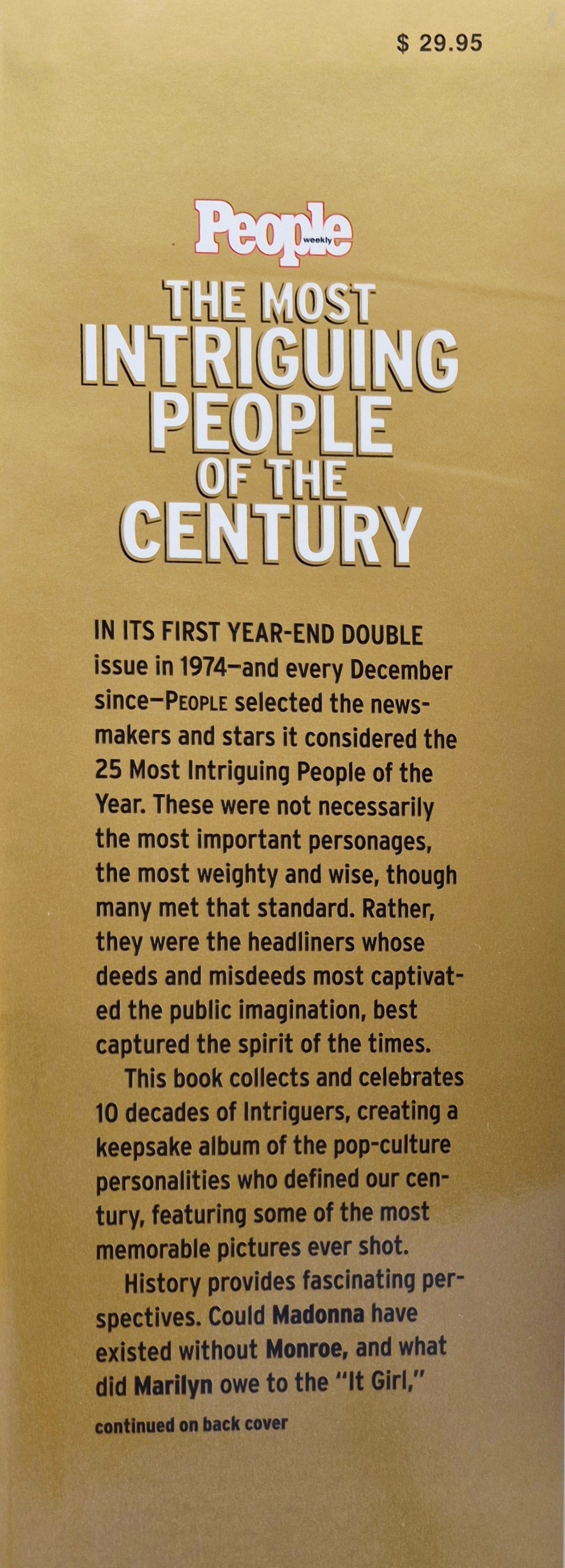 People Weekly: The Most Intriguing People of the Century editor Eric Levin (Very good, 1998, HC, 160 pgs, Time Inc.)