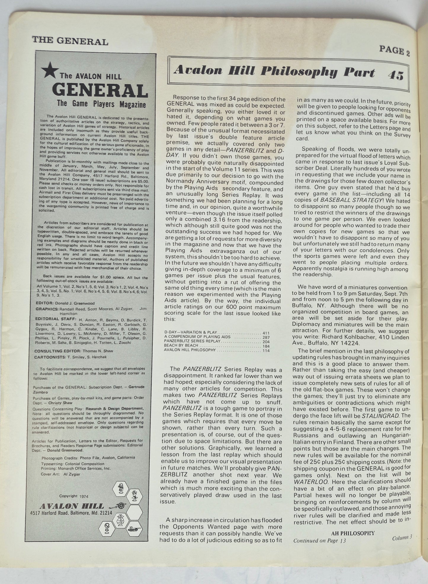 The Avalon Hill General Jul-Aug 1974 Vol. 11 No. 2 The Invasion of Russia
