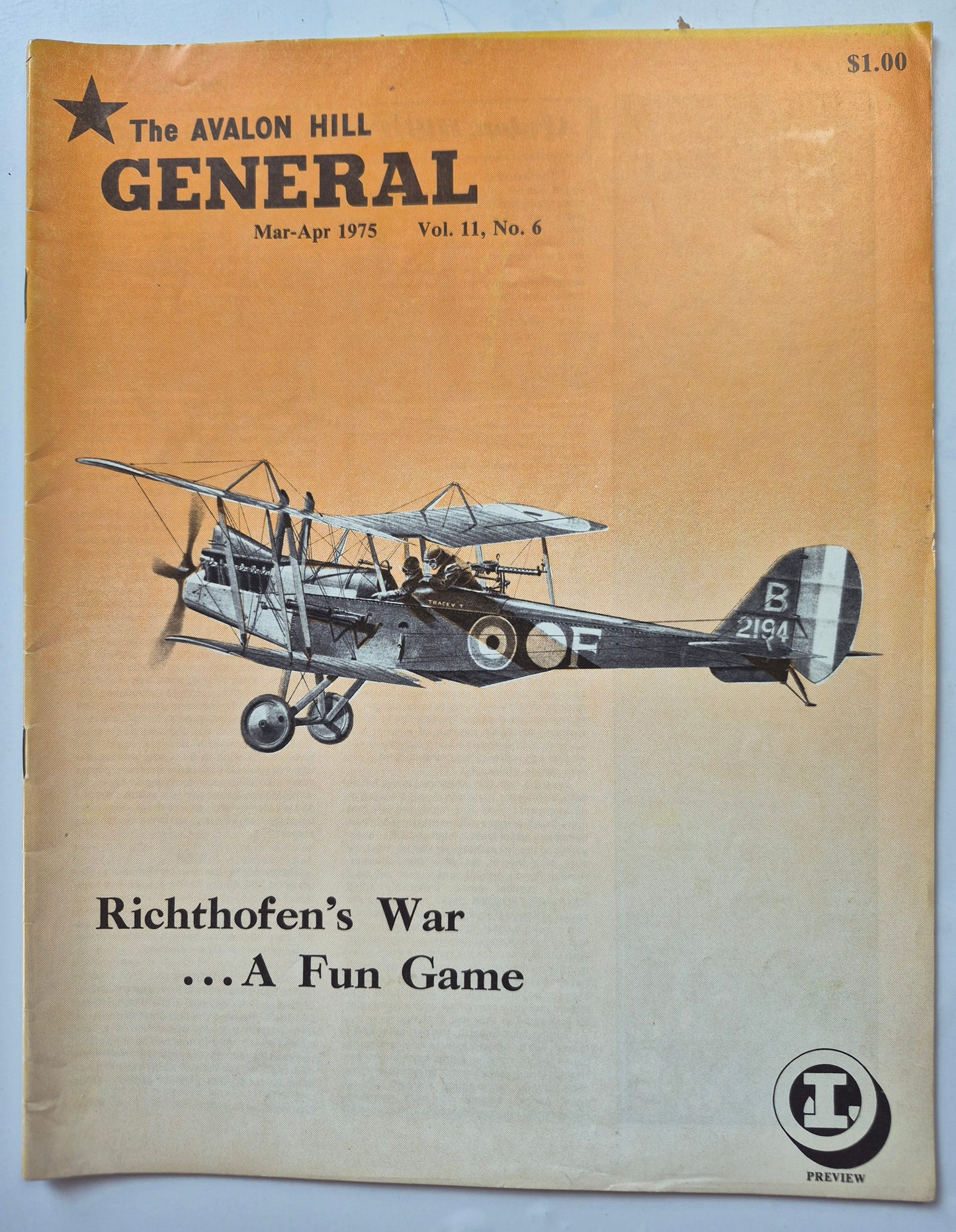 The Avalon Hill General Mar-Apr 1975 Vol. 11, No. 6 Richthofen's War...A Fun Game