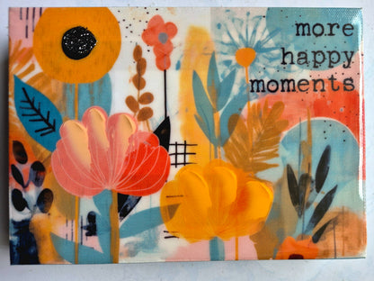 More Happy Moments Floral Wall Shelf Sign by Renewing Faith (New, 2020, 6.88 x 4.88 inch, Canvas & Wood)