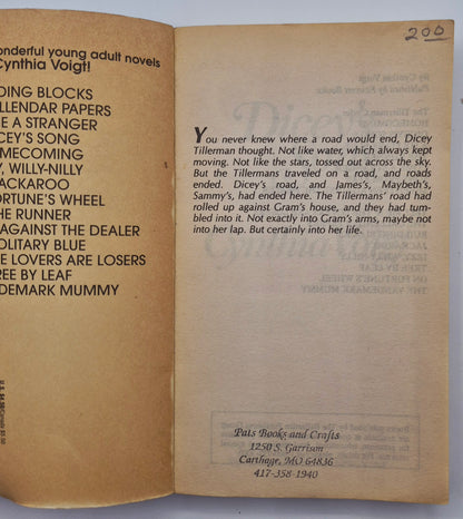 Dicey's Song by Cynthia Voight (The Tillermans #2, Good, 1984, Pbk, 211 pgs, Fawcett Juniper)