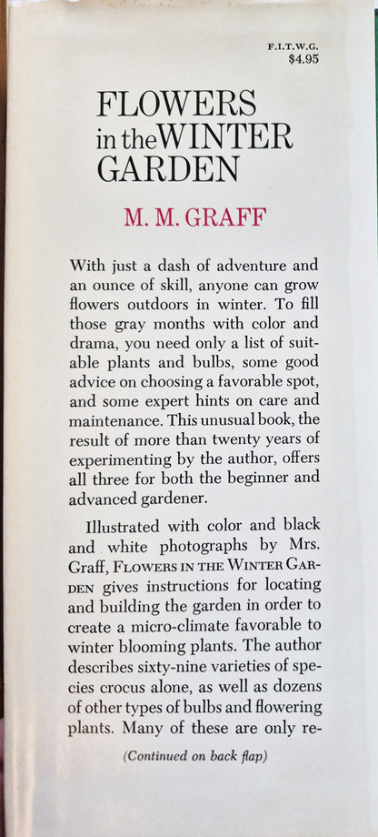 Flowers in the Winter Garden by M. M. Graff (Very good, 1966, HC, 203 pgs, Doubleday & Co)