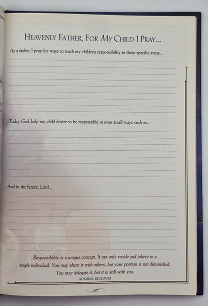 For This Child I Pray: A Father's Prayer Journal by John & Brenda Ward; Ron DiCianni (Like New, 1999, HC, 125 pgs, Brownlow)
