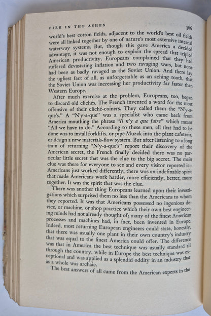 Fire in the Ashes by Theodore H. White -Good, 1953, HC, 405 pgs, William Sloane Assc.