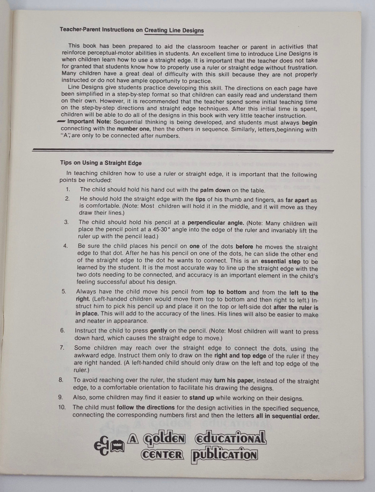 Creating Line Designs Book 2 by Randy l. Womack (Very good, 1985, Pbk, 20 pgs, Golden Educational Center Pub.)