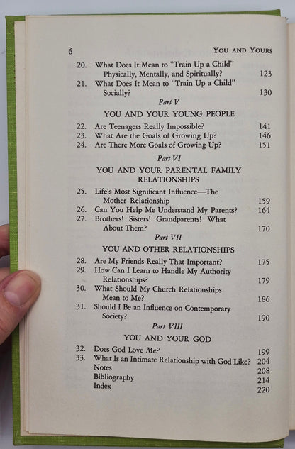 You and Yours: Building Interpersonal Relationships by Ellen McKay Timmer (Good, 1972, HC, 224 pgs, The Moody Bible Inst.)