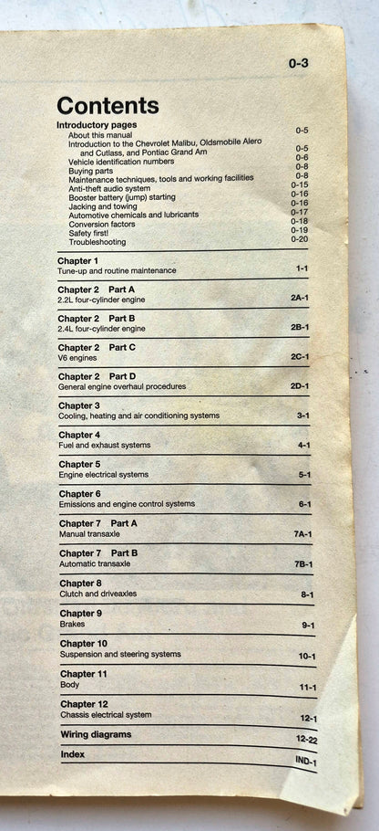 General Motors Chevrolet Malibu & Classic; Oldsmobile Alero & Cutlass; Pontiac Grand Am by Jay Storer; John Haynes (Good, 2005, Pbk,  Haynes Repair Manual)