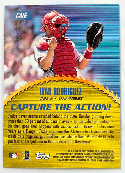 Rodriguez Ivan Texas Rangers Capture the Action CA16 Topps 2000 Stadium Club Baseball Card