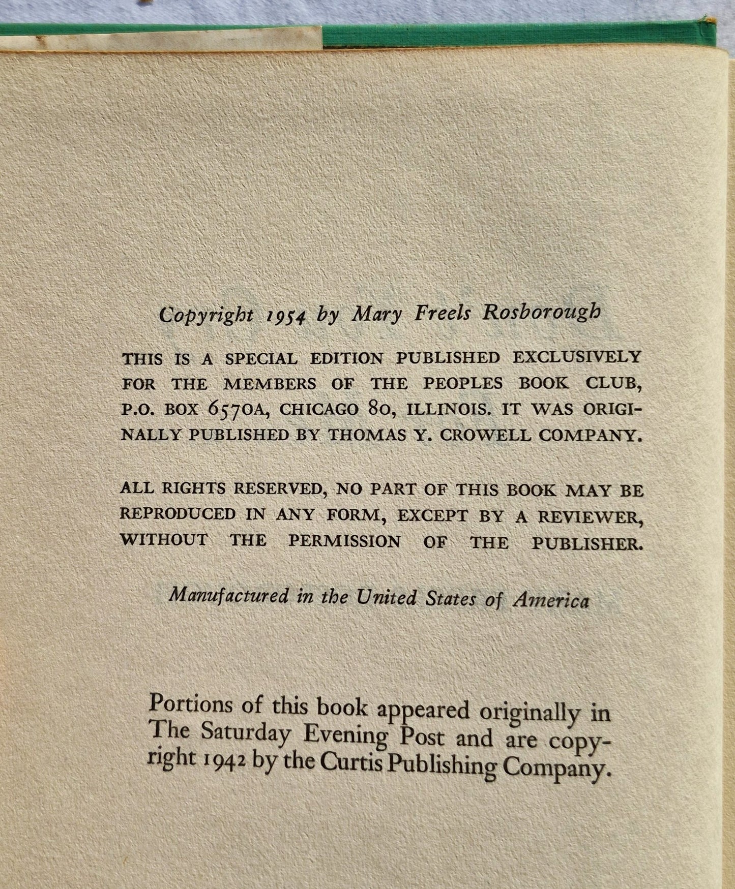 Don't You Cry for Me von Mary Freels Rosborough (Gut, 1954, gebunden, 249 Seiten, Peoples Book Club)