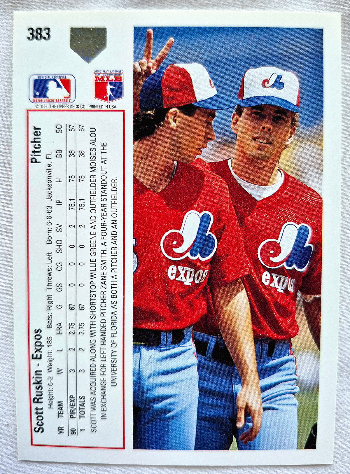 Ruskin Scott Montreal Expos #383 Pitcher Upper Deck 1991 Baseball Card