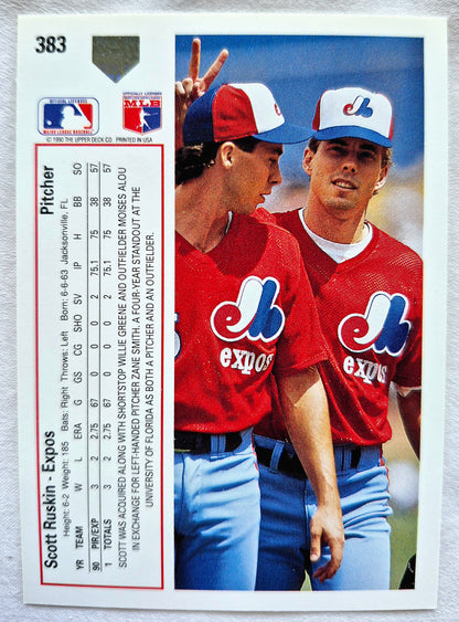 Ruskin Scott Montreal Expos #383 Pitcher Upper Deck 1991 Baseball Card