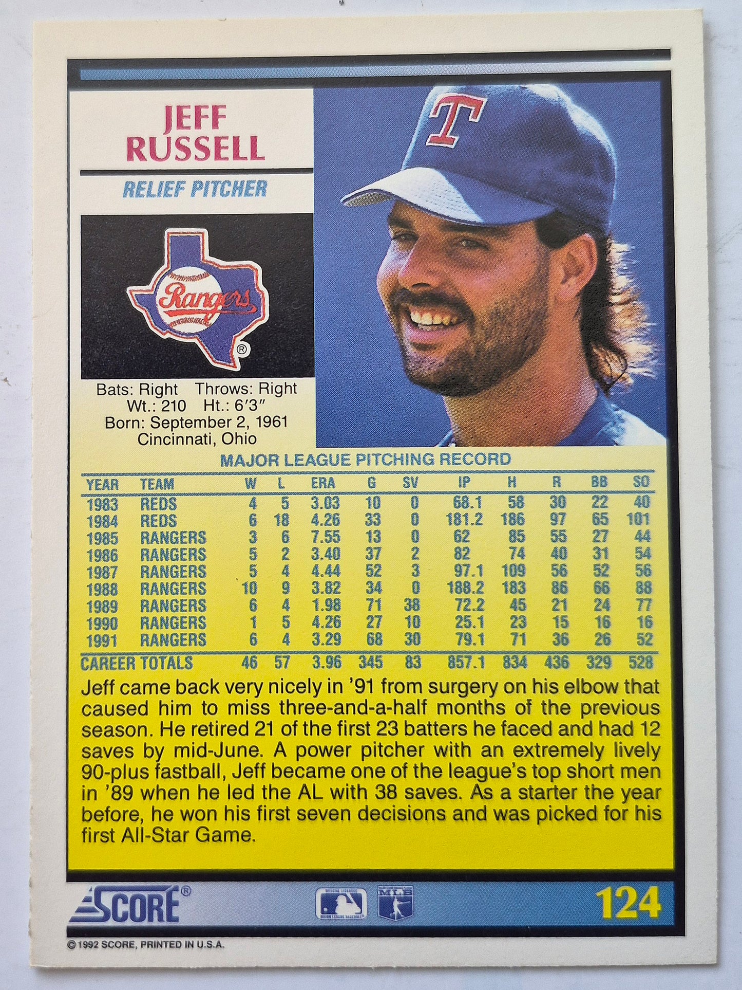 Bewertung: „92 Jeff Reed Cincinnati Reds Catcher #311 Baseball-Karte Nahezu neuwertig