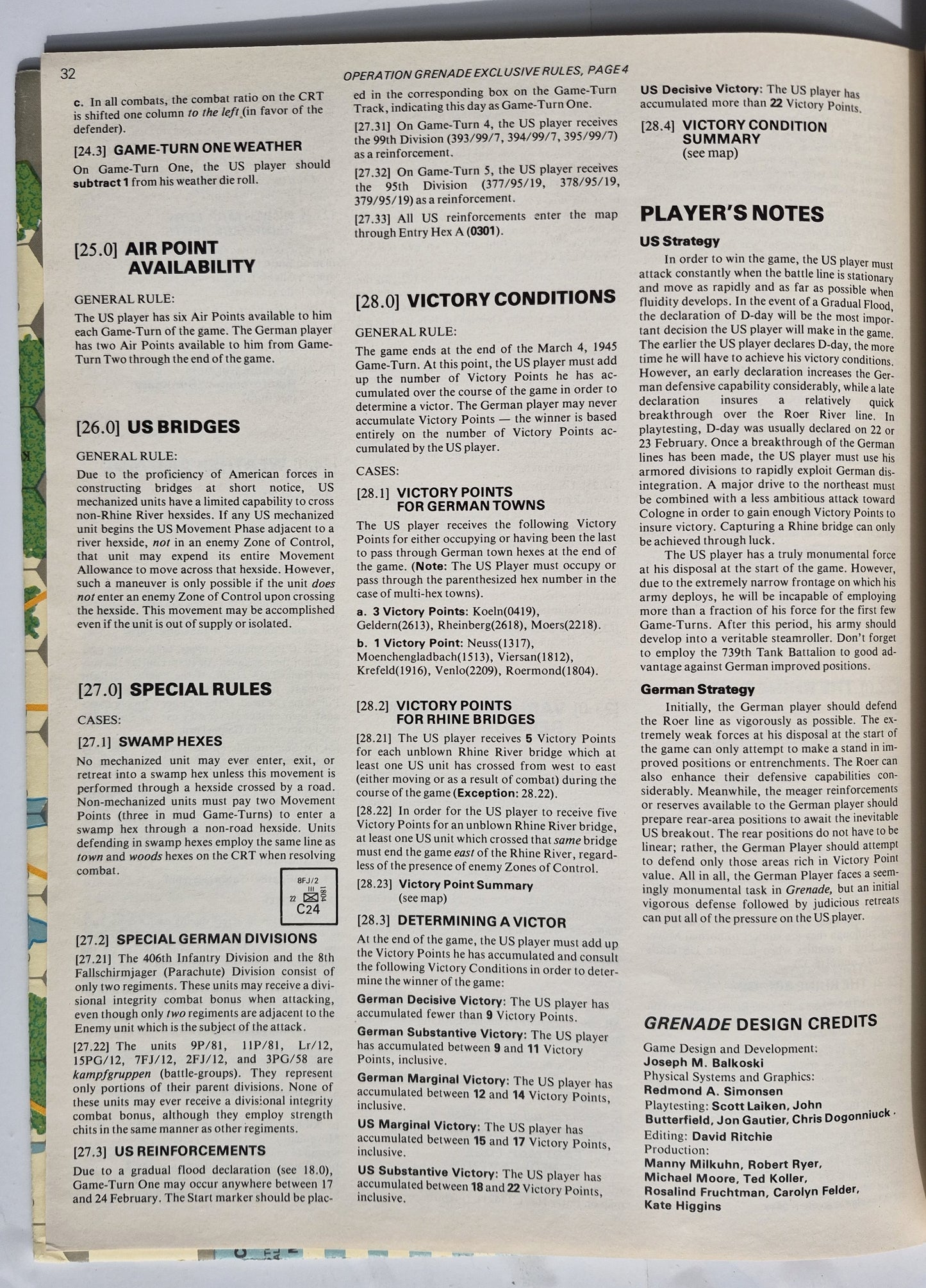 #84 Strategy & Tactics Operation Grenade The Battle for the Rhineland 23 Feb-5 Mar 1945 Jan/Feb 1981 (Good, 60 pgs, SPI)