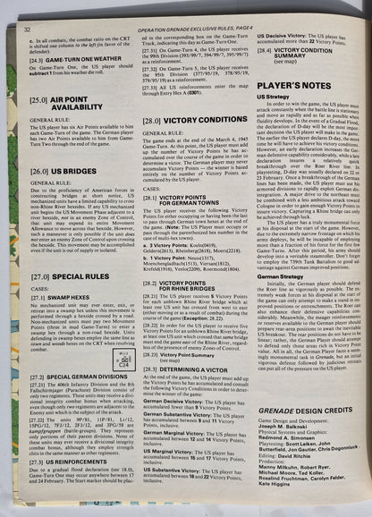#84 Strategy & Tactics Operation Grenade The Battle for the Rhineland 23 Feb-5 Mar 1945 Jan/Feb 1981 (Good, 60 pgs, SPI)
