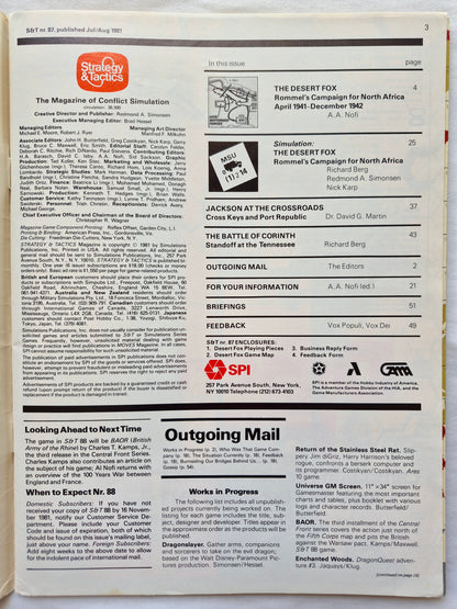 #87 Strategy & Tactics Der Wüstenfuchs: Rommels Feldzug in Nordafrika Juli/Aug 1981 (Gut, 60 Seiten, Simulations Pub. Inc.)