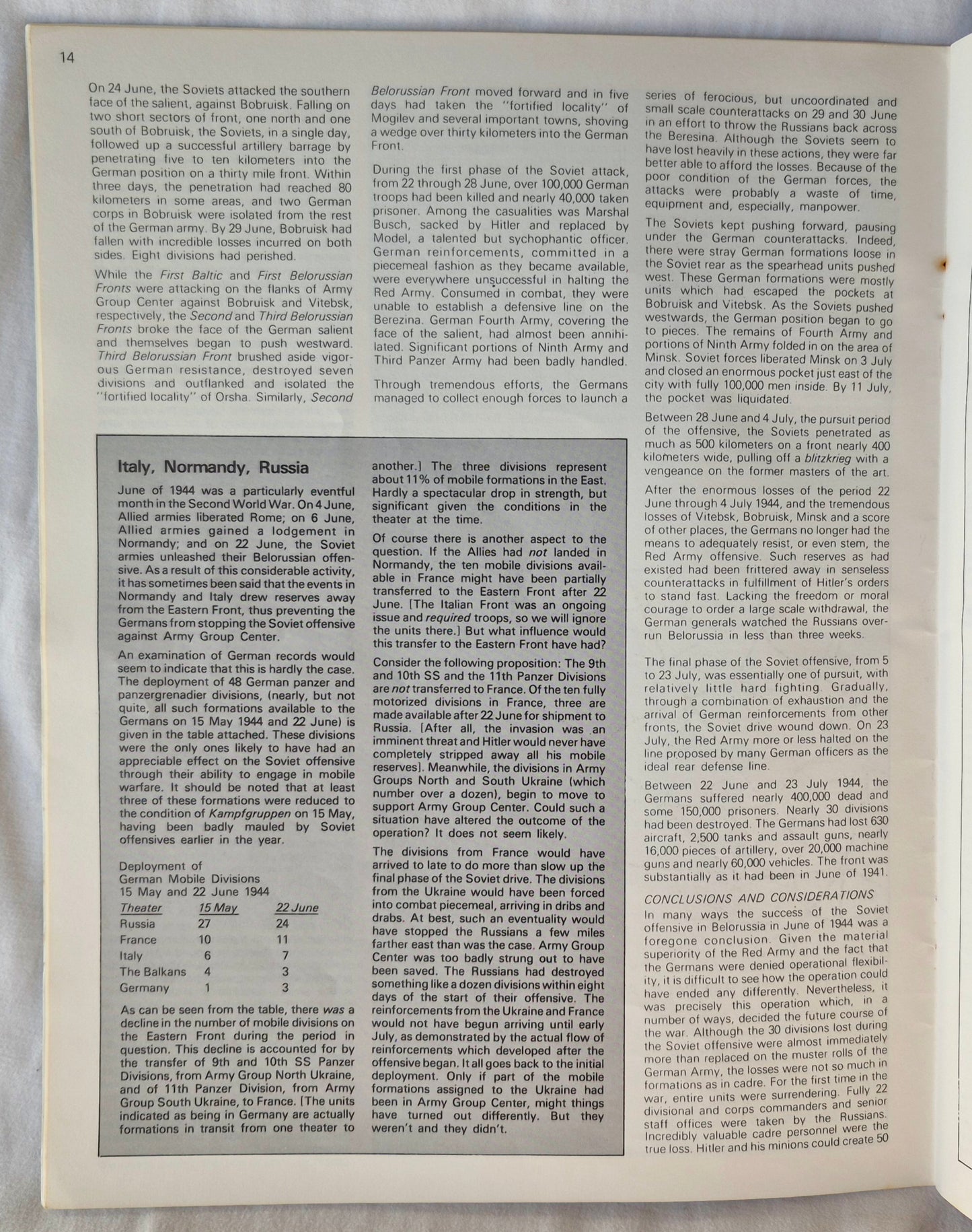 #36 Strategy & Tactics Vernichtung der Heeresgruppe Mitte Die sowjetische Sommeroffensive 1944 (Jan. 1973, Gut, 48 S., SPI)