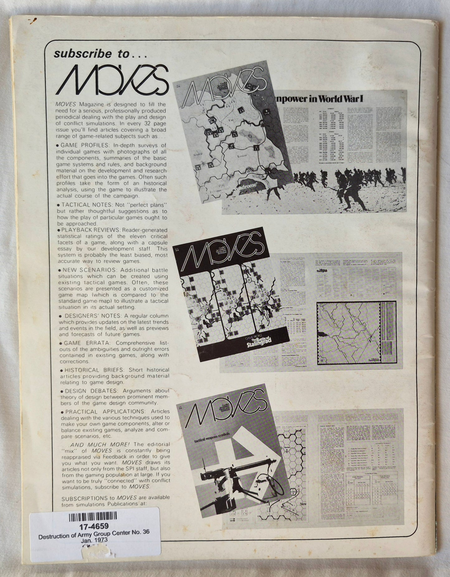 #36 Strategy & Tactics Vernichtung der Heeresgruppe Mitte Die sowjetische Sommeroffensive 1944 (Jan. 1973, Gut, 48 S., SPI)