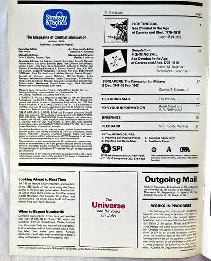 #85 Strategy & Tactics Gefechtssegeln Seekampf im Zeitalter von Leinwand und Geschütz 1775-1815 März/April 1981 (Gut, Taschenbuch, 56 S., Simulations Publications Inc)