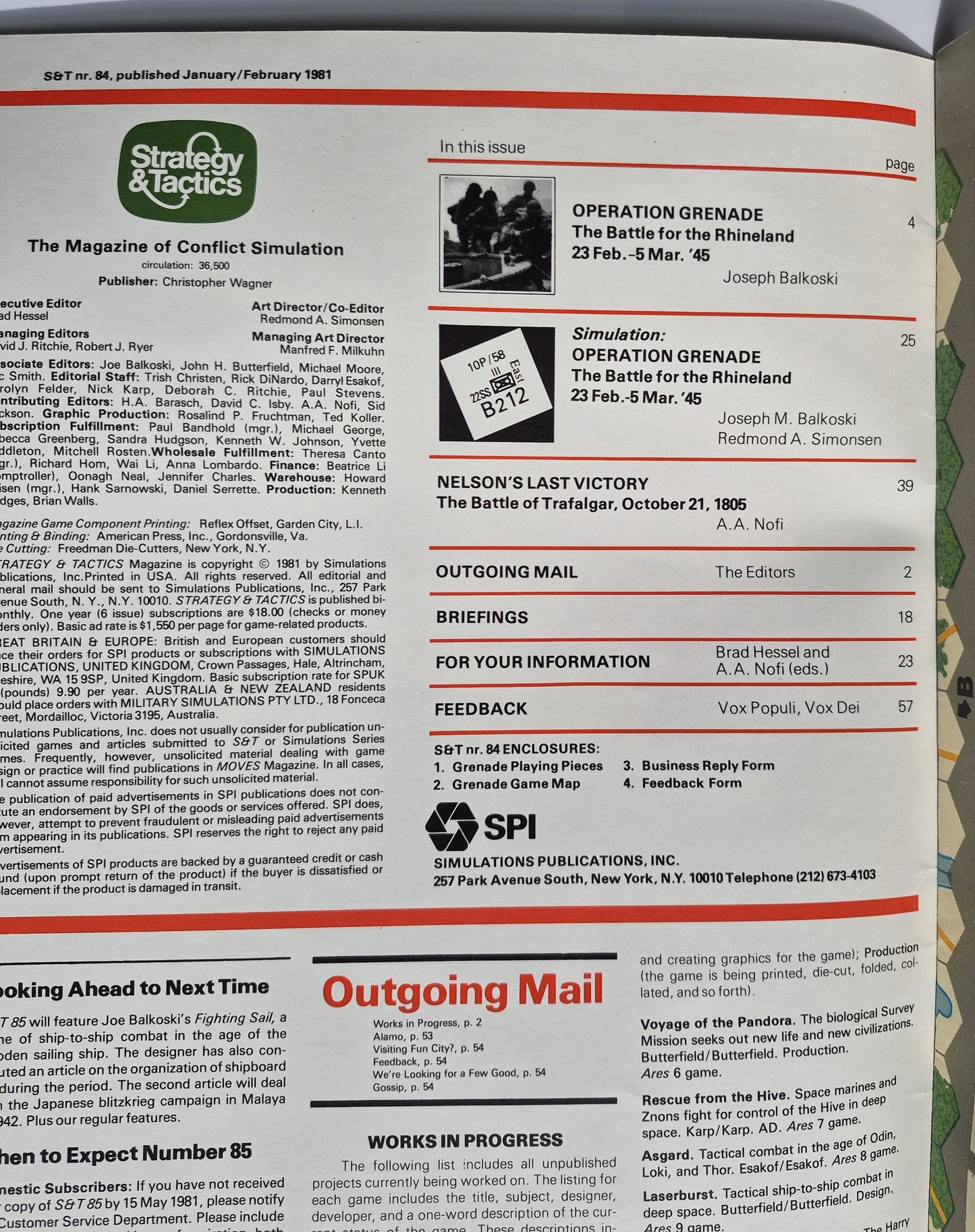 #84 Strategy & Tactics Operation Grenade The Battle for the Rhineland 23 Feb-5 Mar 1945 Jan/Feb 1981 (Good, 60 pgs, SPI)