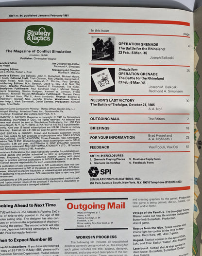 #84 Strategy & Tactics Operation Grenade The Battle for the Rhineland 23 Feb-5 Mar 1945 Jan/Feb 1981 (Good, 60 pgs, SPI)