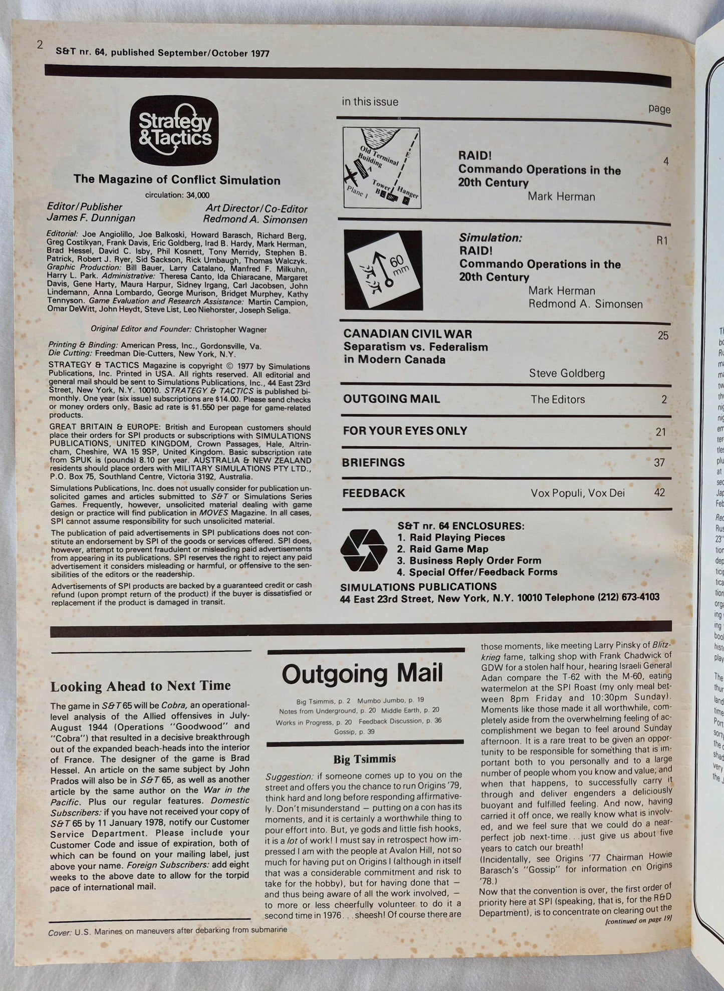 #64 Strategy & Tactics Raid! Commando Operations in the 20th Century Sept/Okt 1977 (Gut, 44 S., SPI)