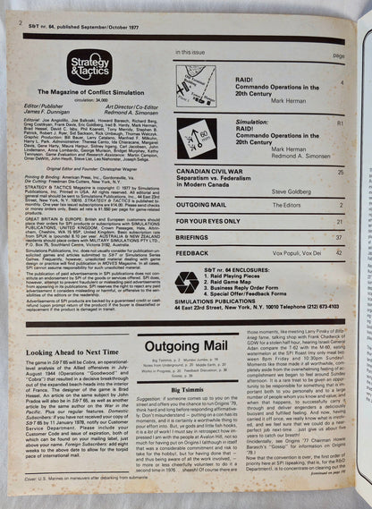 #64 Strategy & Tactics Raid! Commando Operations in the 20th Century Sept/Okt 1977 (Gut, 44 S., SPI)