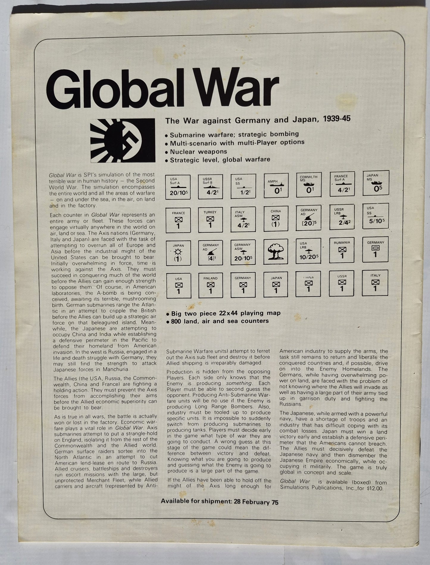 #48 Strategy & Tactics: Die Operationen der 6. US/Sowjetischen Flotte im Mittelmeer in den 1970er Jahren (Gut, Jan/Feb 1975, 48 Seiten, SPI)
