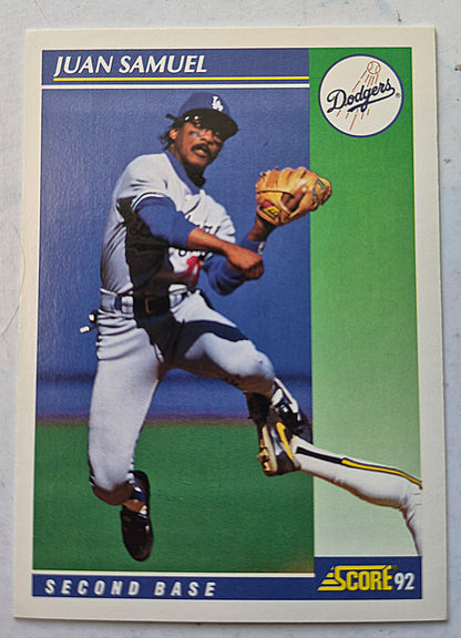 Score '92 Juan Samuel Los Angeles Dodgers Second Base #73 Baseballkarte Nahezu Neuwertig