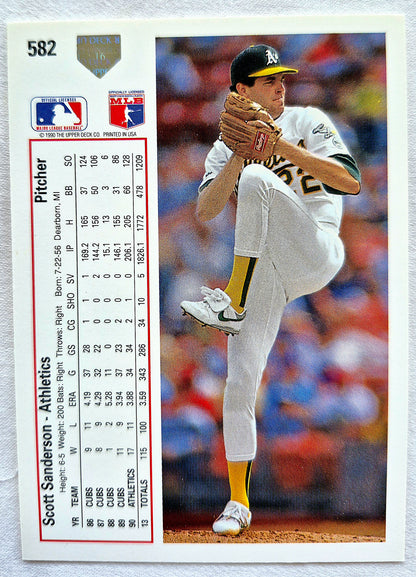 Sanderson Scott Oakland Athletics #582 Pitcher Upper Deck 1991 Baseball Card
