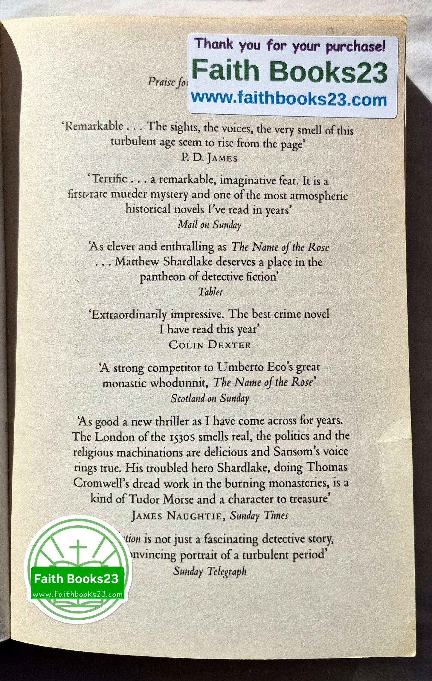 Dissolution von C. J. Sansom (Matthew Shardlake #1, Sehr gut, 2007, Pb., 463 Seiten, Pan Books)
