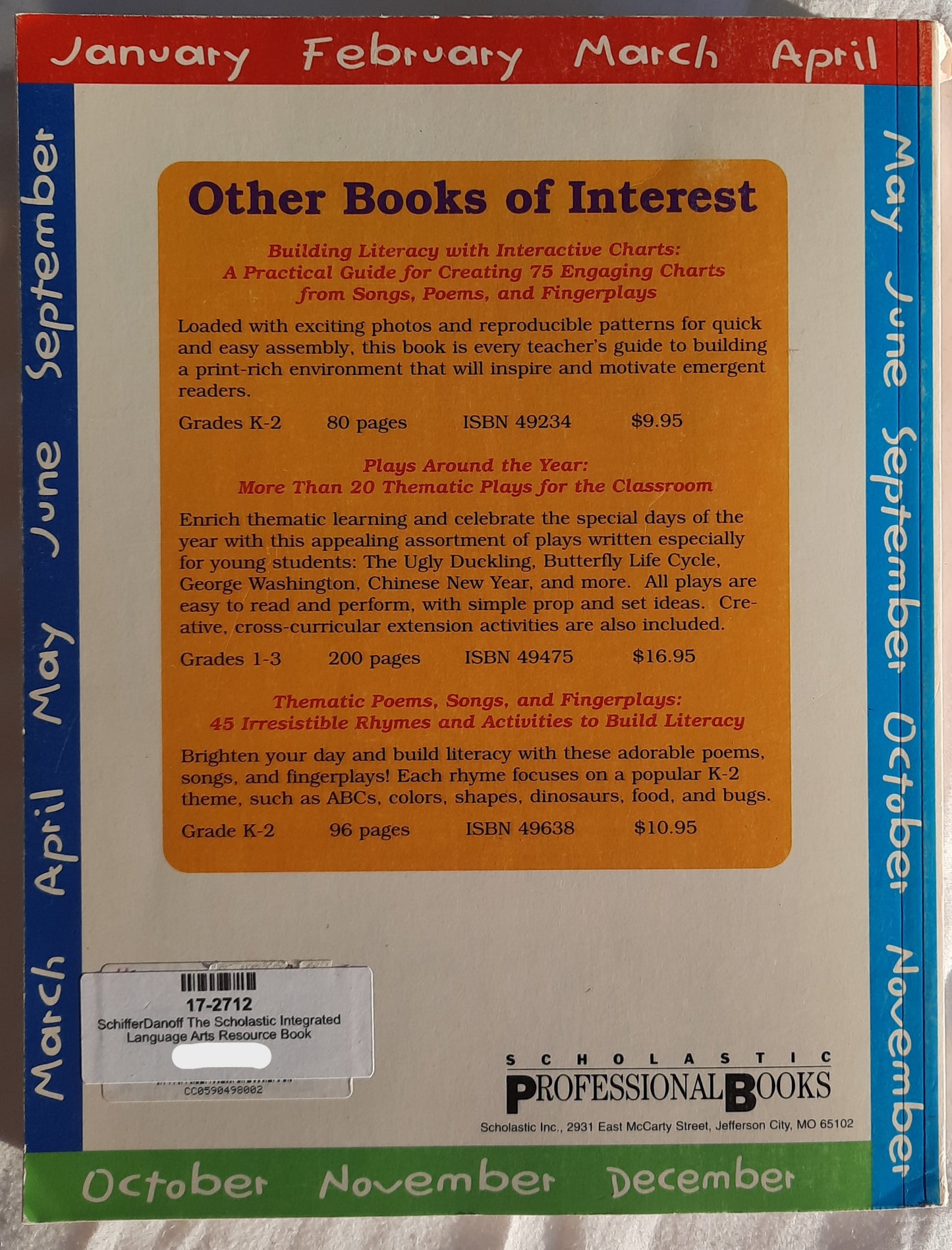 The Scholastic Integrated Language Arts Resource Book K-2 by Valerie SchifferDanoff (Very Good, 464 pages, Pbk, 1999)