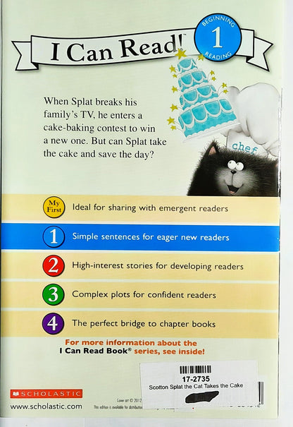 Splat the Cat Takes the Cake by Rob Scotton (Like New, 2014, Pbk, 32 pages, Scholastic I Can Read Level 1)
