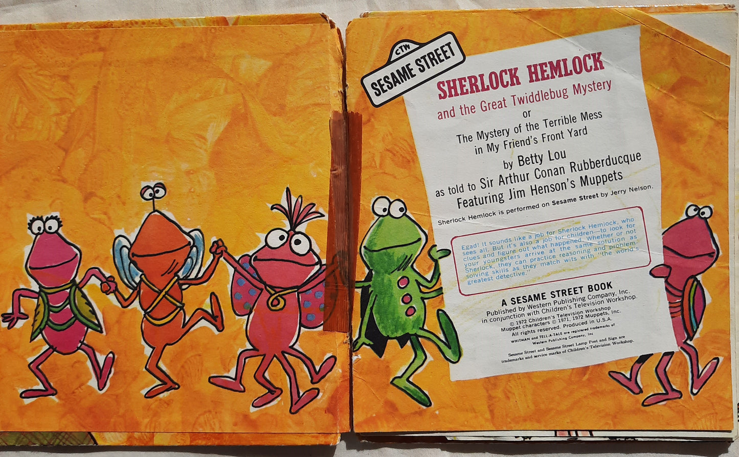 Sherlock Hemlock and the Great Twiddlebug Mystery by Betty Lou/ Sesame Street (Good, 1972, HC, Whitman Tell-A-Tale Book)