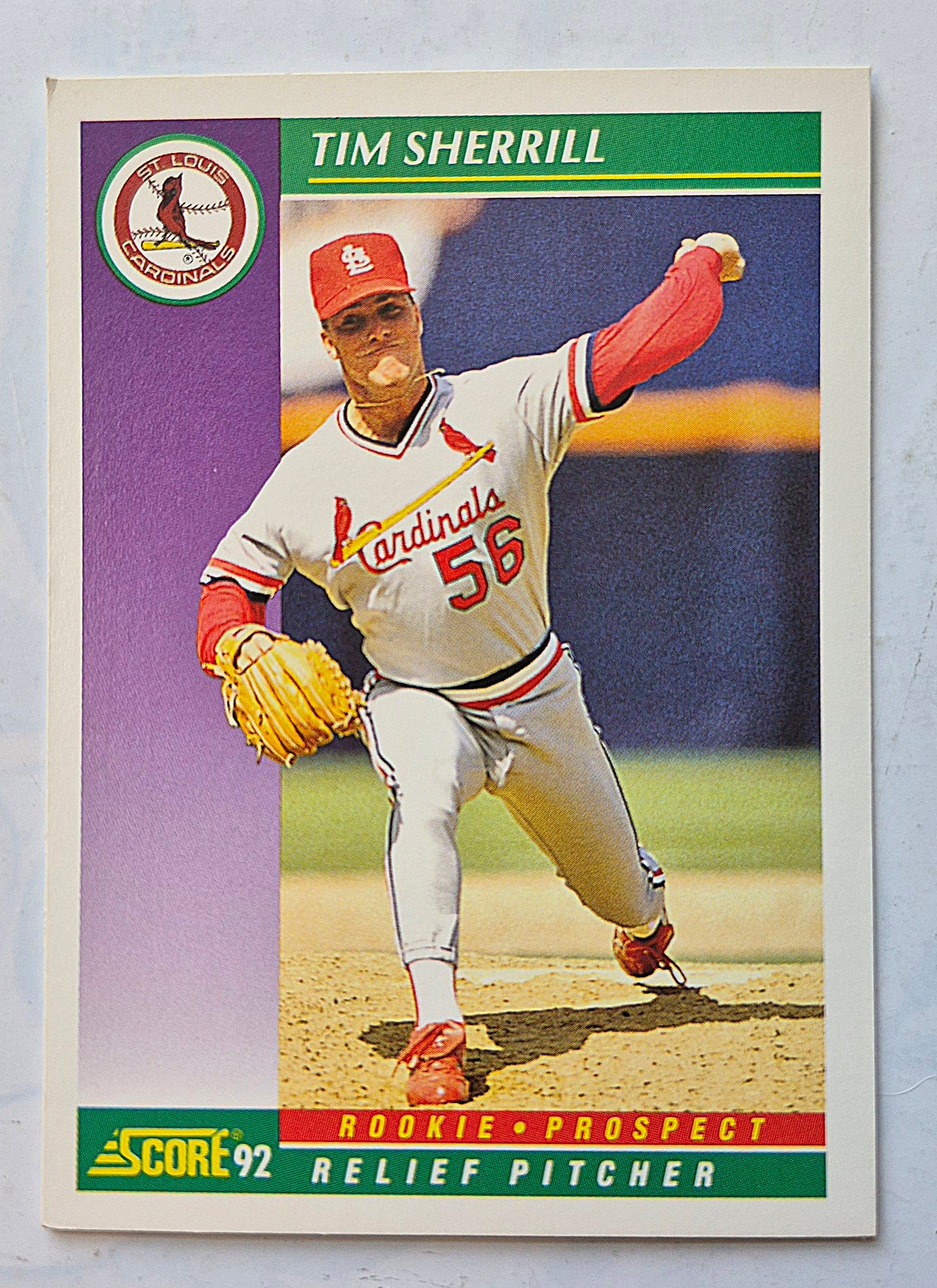 Sherrill Tim St. Louis Cardinals Relief Pitcher #404 Rookie Prospect Score '92 Baseball Card