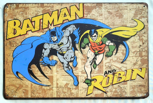 Metal Wall Decor Batman and Robin (DC Comics, Very good, 7.75" x 11.75", Hobby Lobby)