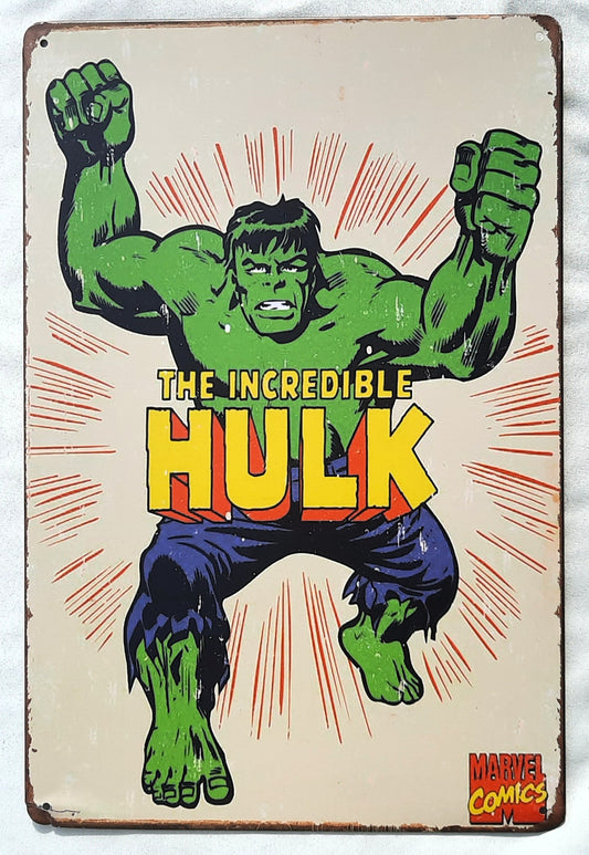 Metal Wall Decor The Incredible Hulk (Marvel Comics, Very good, 7.75" x 11.75", Hobby Lobby)