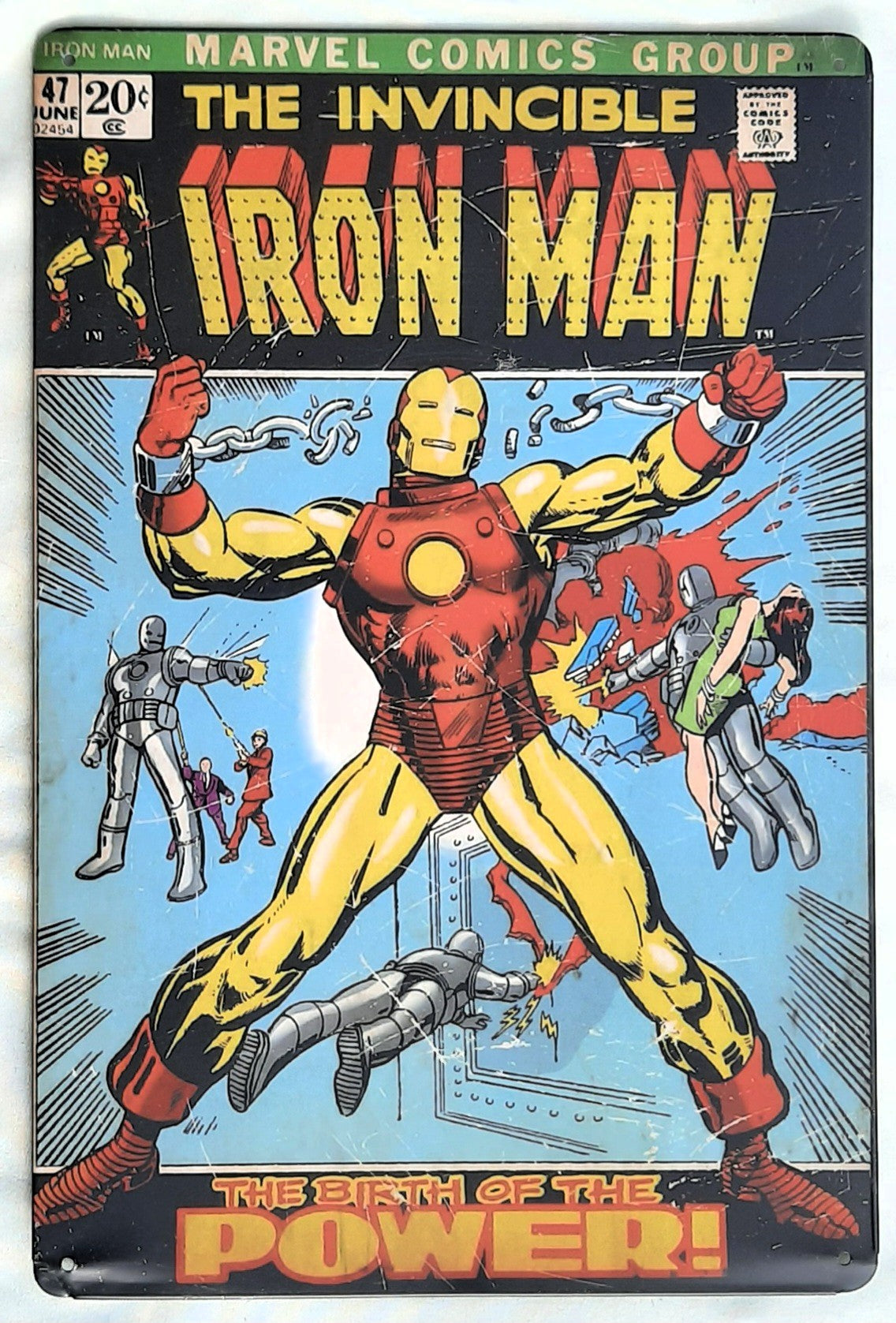 Metal Wall Decor The Invincible Iron Man (Marvel comics, Very good, 7.75" x 11.75", Hobby Lobby)
