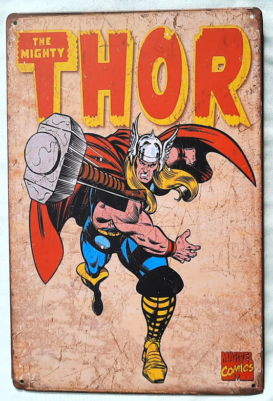 Metal Wall Decor The Mighty Thor (Marvel Comics, Very good, 7.75" x 11.75", Hobby Lobby)