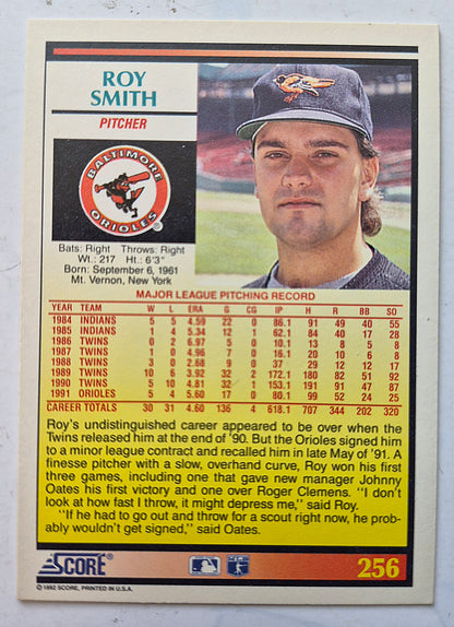 Smith Roy Baltimore Orioles Pitcher #256 Score '92 Baseball Card