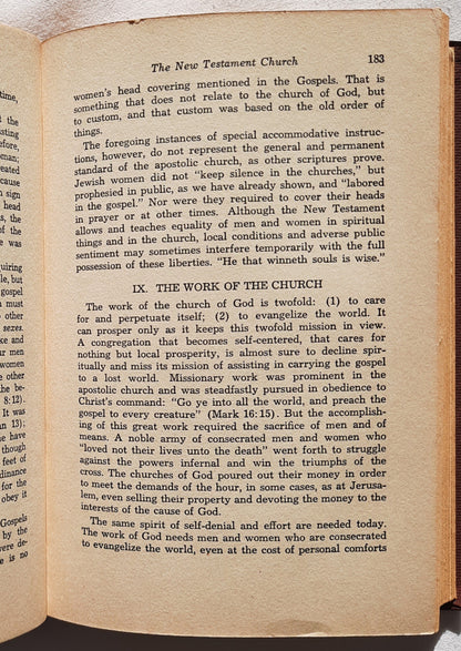 What the Bible Teaches: A Systematic Presentation of the Fundamental Principles of Biblical Truth by F. G. Smith (Good, 1947, HC, 365 pages, The Warner Press)