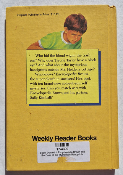 Encyclopedia Brown und der Fall der mysteriösen Handabdrücke von Donald J. Sobol (Gut, 1985, gebunden, 91 Seiten, William Morrow & Co.)
