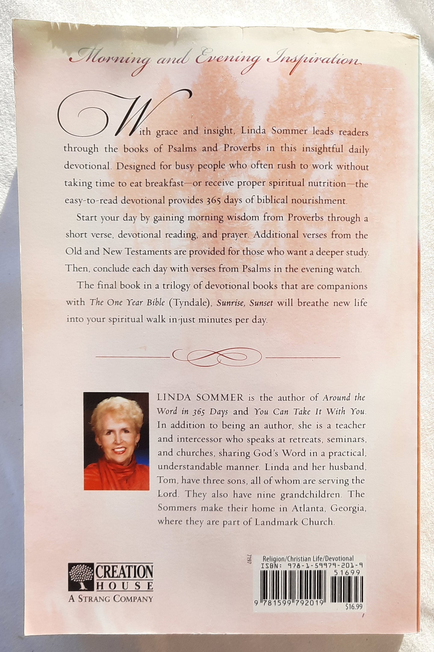 Sunrise Sunset: Morning and Evening Inspiration by Linda Sommer (Very Good, 2007, Pbk, 365 pages, Creation House