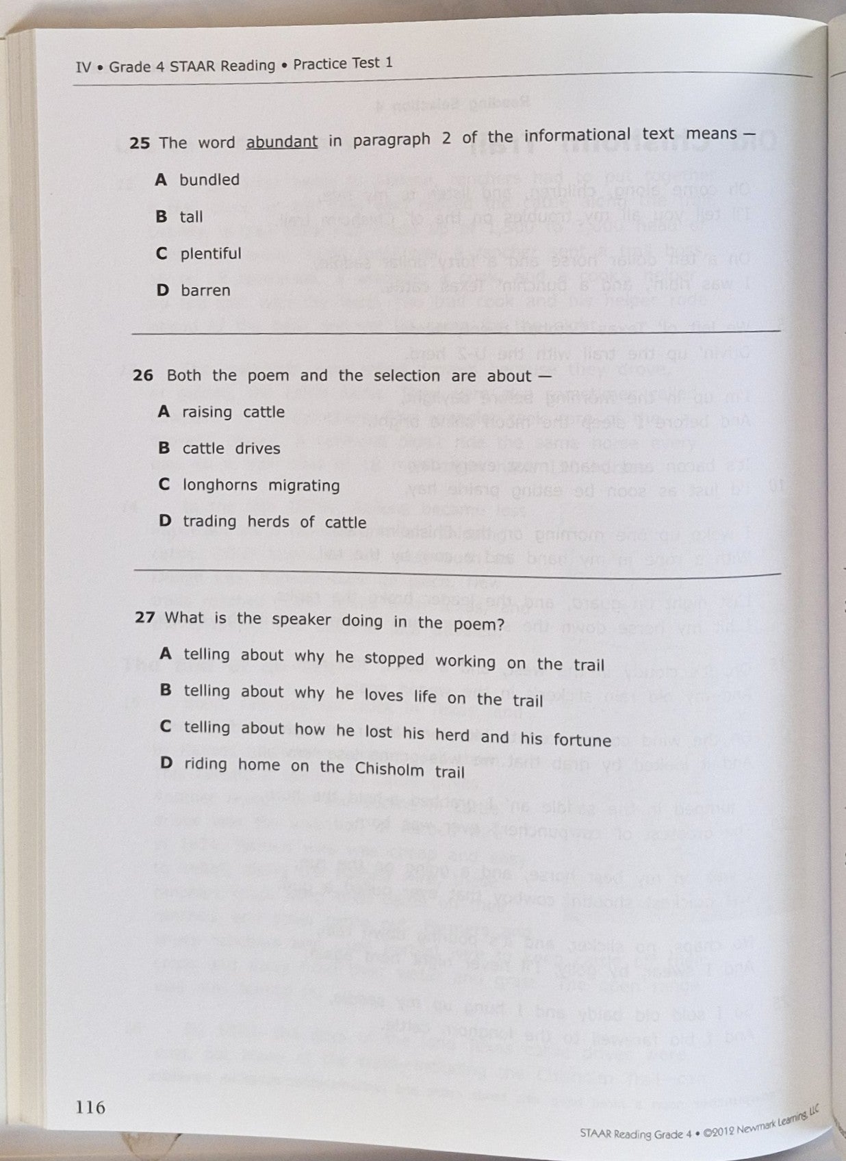 STAAR Reading Practice Grade 4 by Newmark Learning (New, 2013, Pbk, 140 pages)